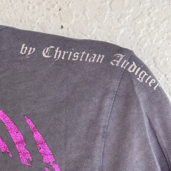Christian Audigier Crystal Rock Y2K Shirt Women Large Rocker Girl Tee Tunic Top - Picture 10 of 13